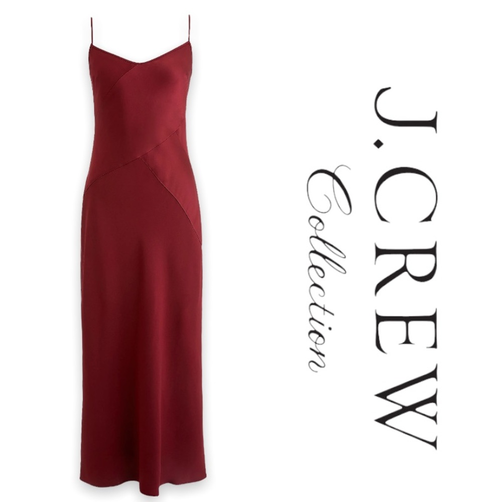 J. CREW Collections Mixed Satin Crepe Midi Slip Dress Sz 10